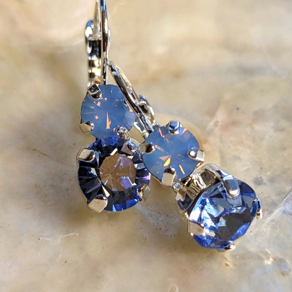 Light Sapphire & Blue Opal Crystal Necklace & Earrings Sterling or Gold Plated - Picture 8 of 8